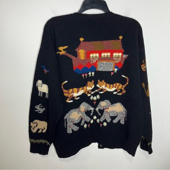 Vintage Susan Bristol 2 by 2 Noah’s Ark hand knit wool sweater womens size large - Picture 8 of 11